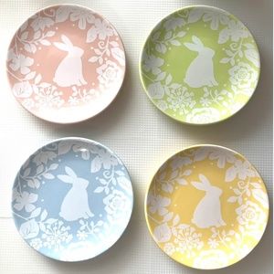 Magenta Exclusive White Bunny Floral Easter 6in Plates Pink Green Yellow Blue